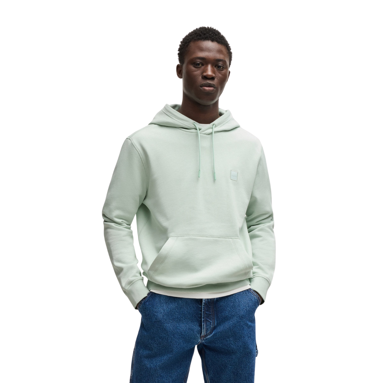 Boss Logo Patch Regular-Fit Cotton Terry Men's Hoodie