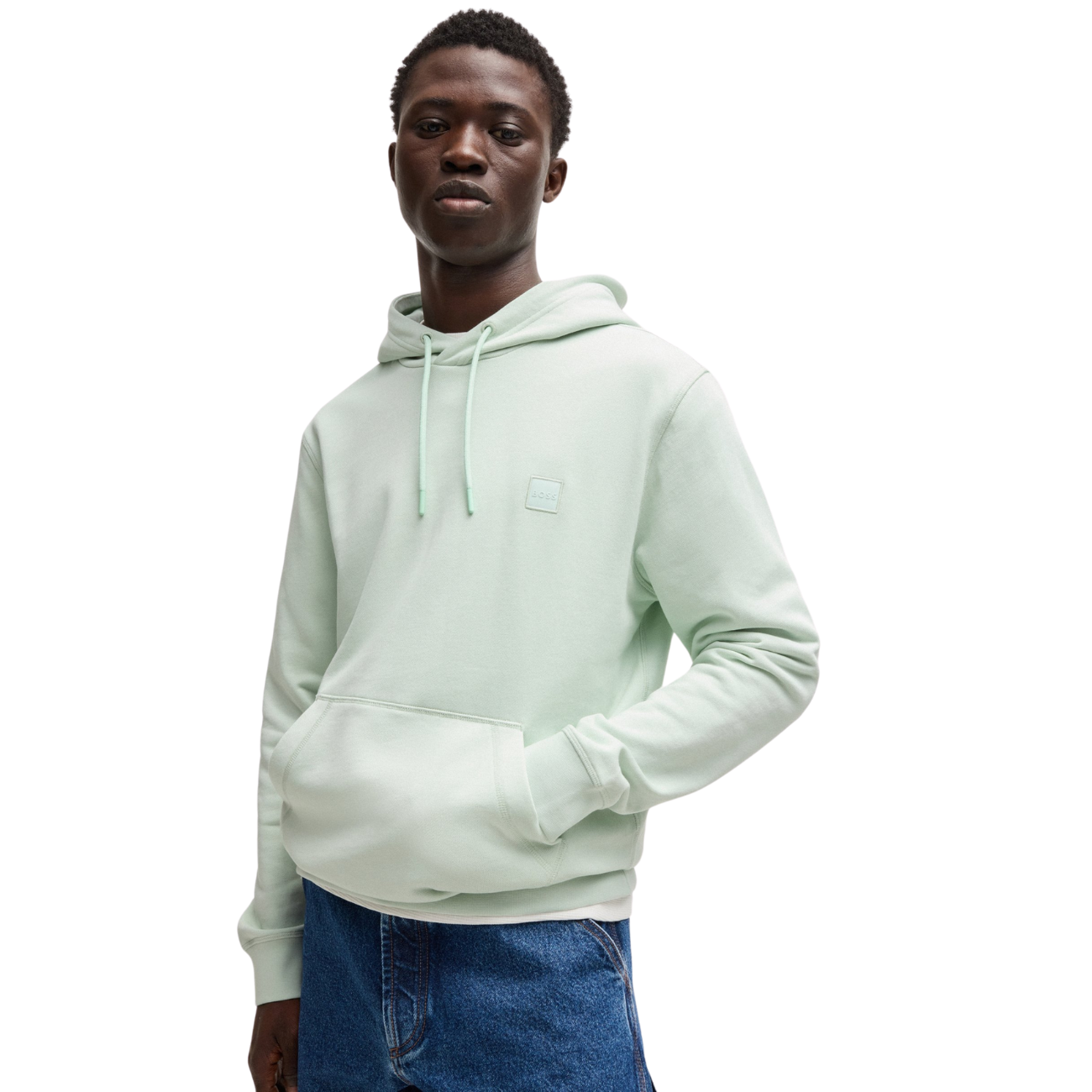 Boss Logo Patch Regular-Fit Cotton Terry Men's Hoodie