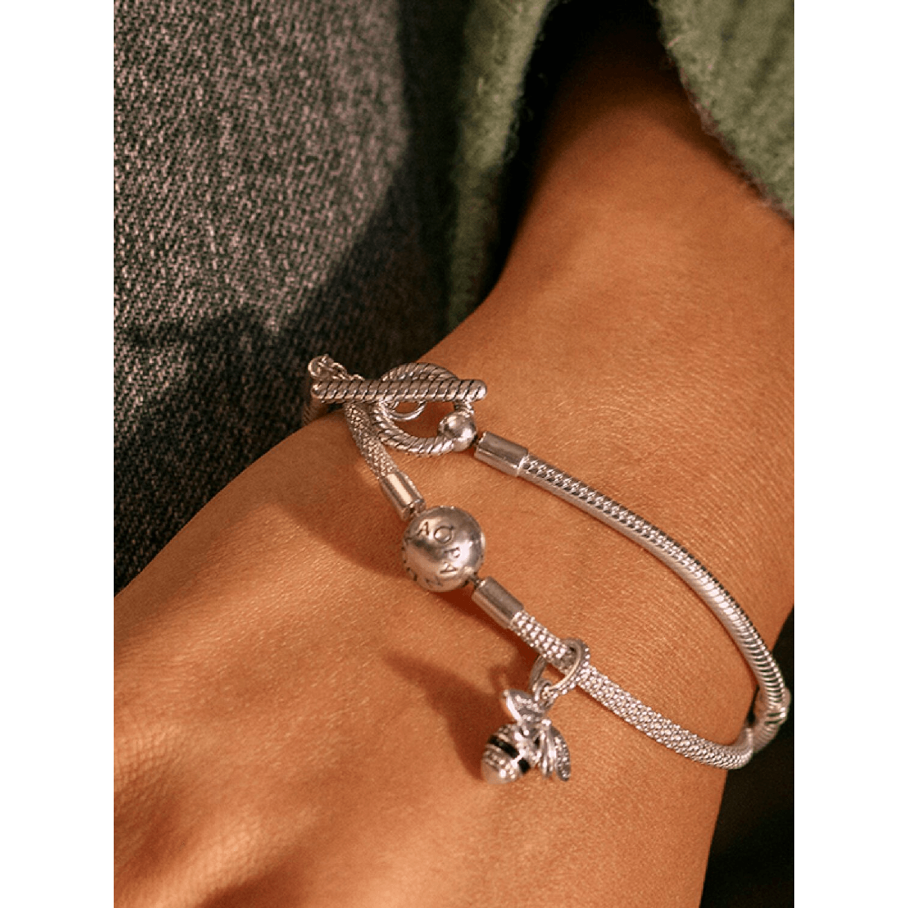 Pandora Moments T-Bar Snake Chain Bracelet