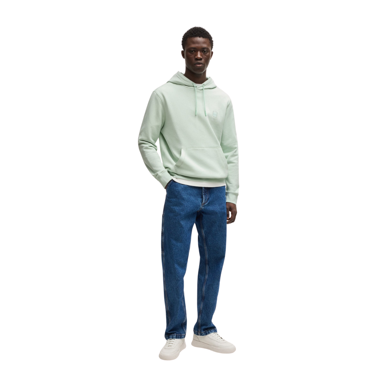 Boss Logo Patch Regular-Fit Cotton Terry Men's Hoodie