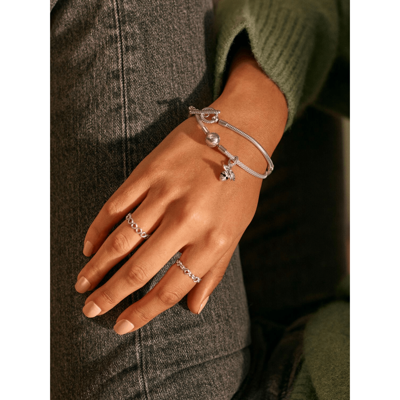 Pandora Moments T-Bar Snake Chain Bracelet