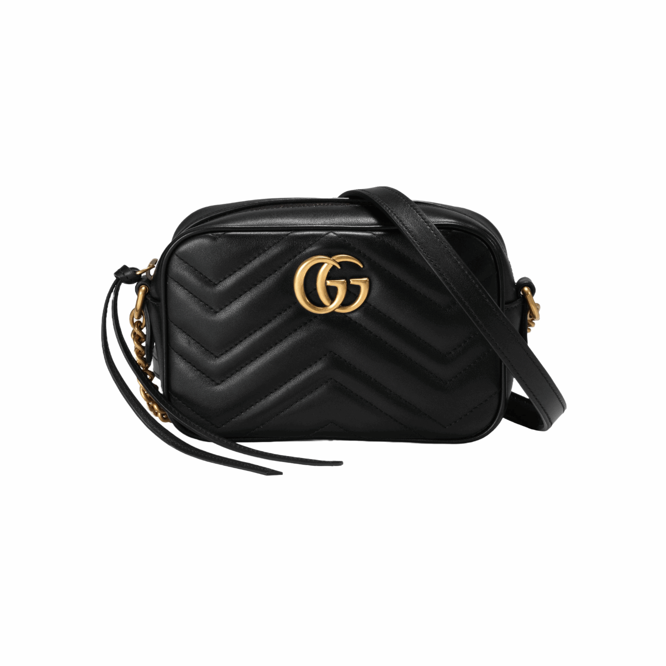 Gucci 448065 DTD1T 1000 GG Marmont Mini Shoulder Bag, Black
