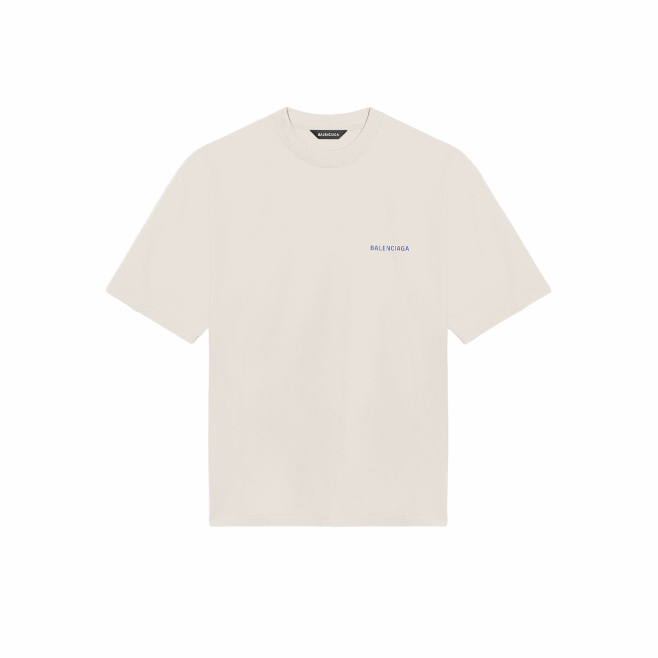 Balenciaga 612966TIVG59055 Logo Medium Fit Men's T-Shirt, Beige