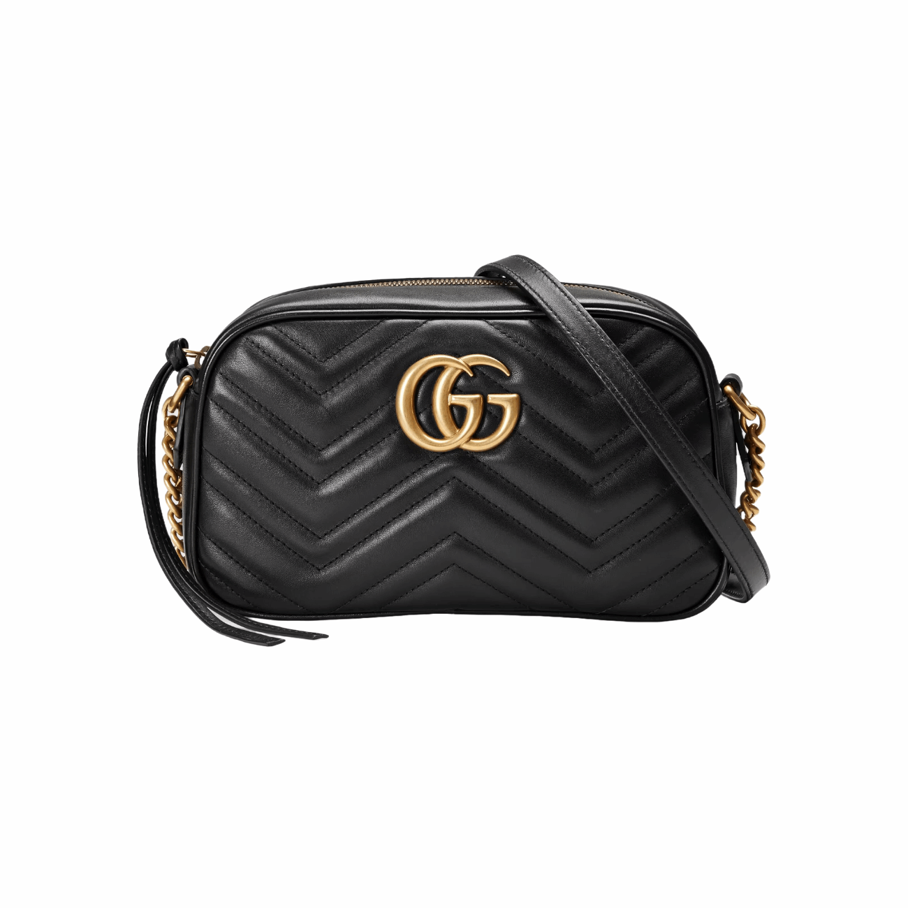 Gucci 447632 DTD1D 1000 GG Marmont Small Shoulder Bag, Black