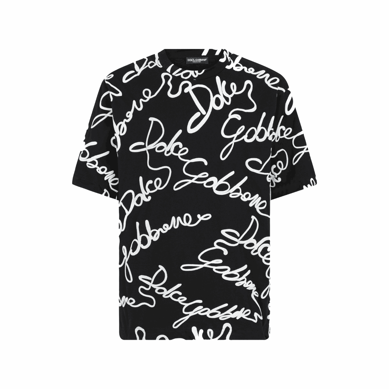 Dolce & Gabbana G8NB7THU7IL HNSNA Rubberized Logo Men's T-Shirt, Black - STYLIAN