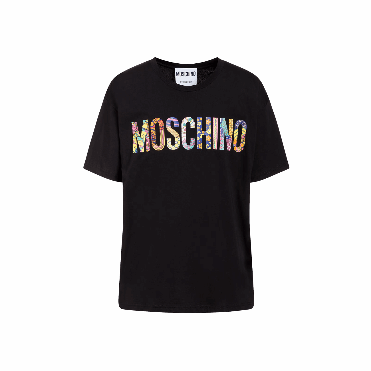 Moschino Couture A0721-0240-1555 Signature Logo Men's T-Shirt, Black