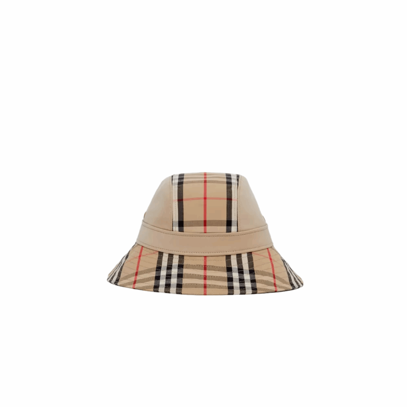 Burberry 80573841 Vintage Check Panel Cotton Gabardine Women's Bucket Hat, Honey Beige
