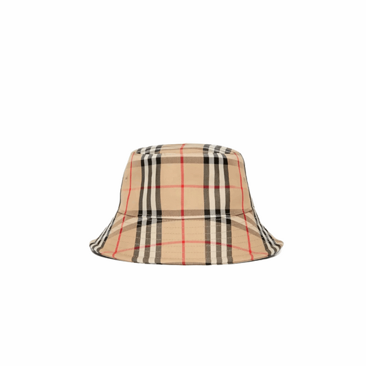Burberry 80269271 Vintage Check Technical Cotton Unisex Bucket Hat, Archive Beige