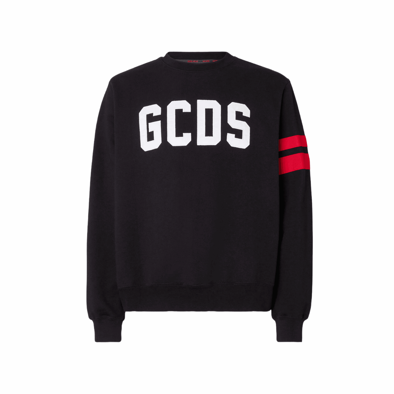 GCDS CC94M021003 Logo Regular Crewneck Men's Sweatshirt, Black