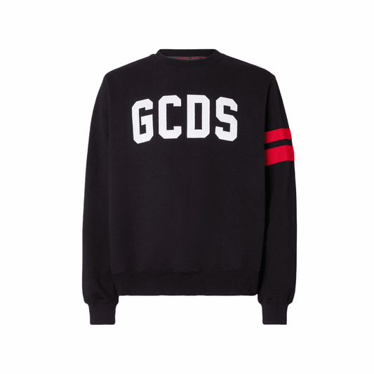 GCDS CC94M021003 Logo Regular Crewneck Men's Sweatshirt, Black