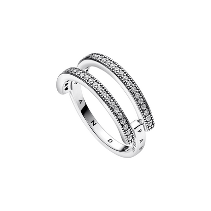 Pandora Signature Logo & Pavé Double Band Ring
