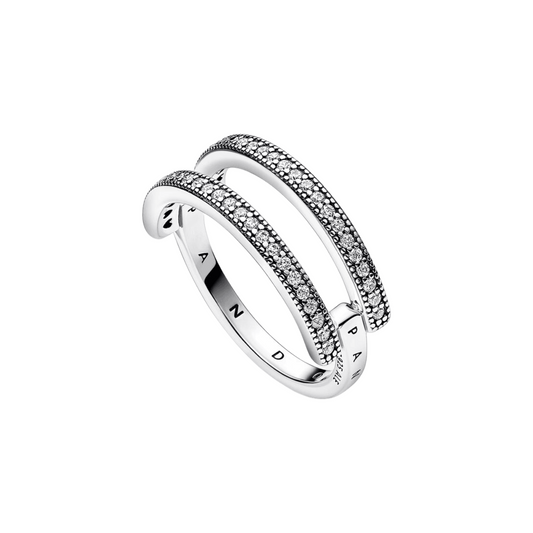 Pandora Signature Logo & Pavé Double Band Ring