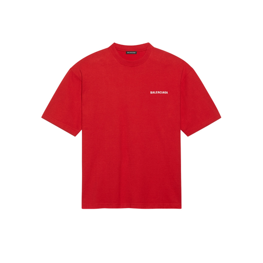Balenciaga Logo Medium Fit Men's T-Shirt, Red
