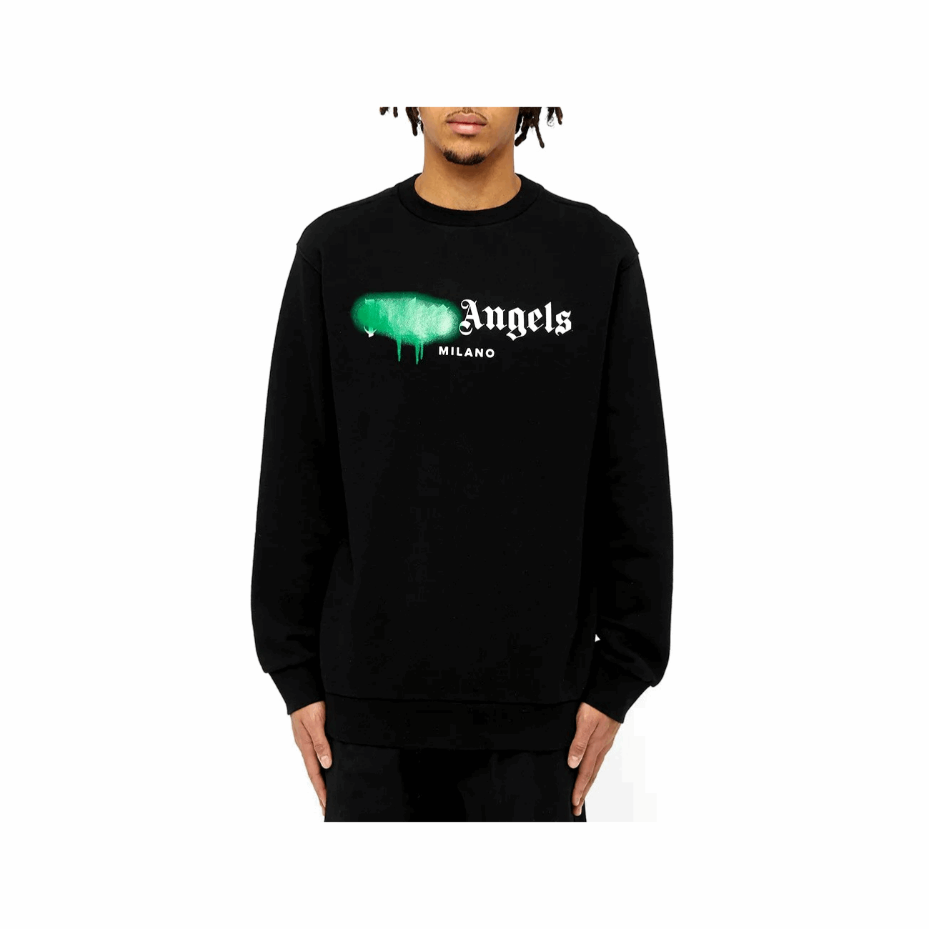 Palm Angels PMBA001S206360531040 Milano Sprayed Logo Men's Sweatshirt, Black