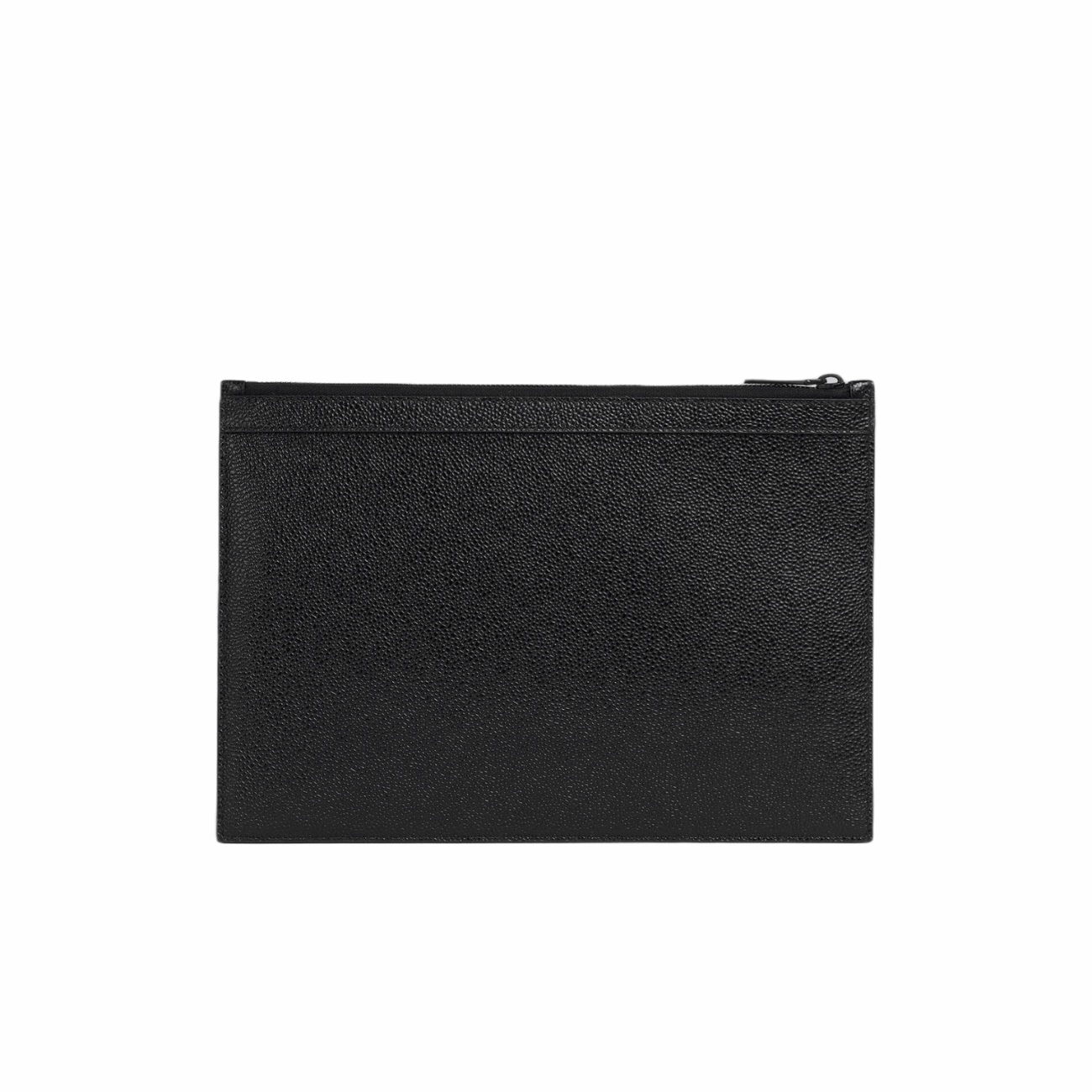 Thom Browne MAC124A00198001 Pebble Grain Leather 4-Bar Brass Label Small Document Holder, Black