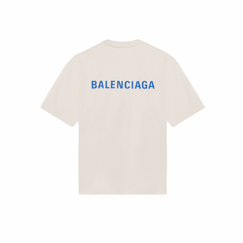 Balenciaga 612966TIVG59055 Logo Medium Fit Men's T-Shirt, Beige