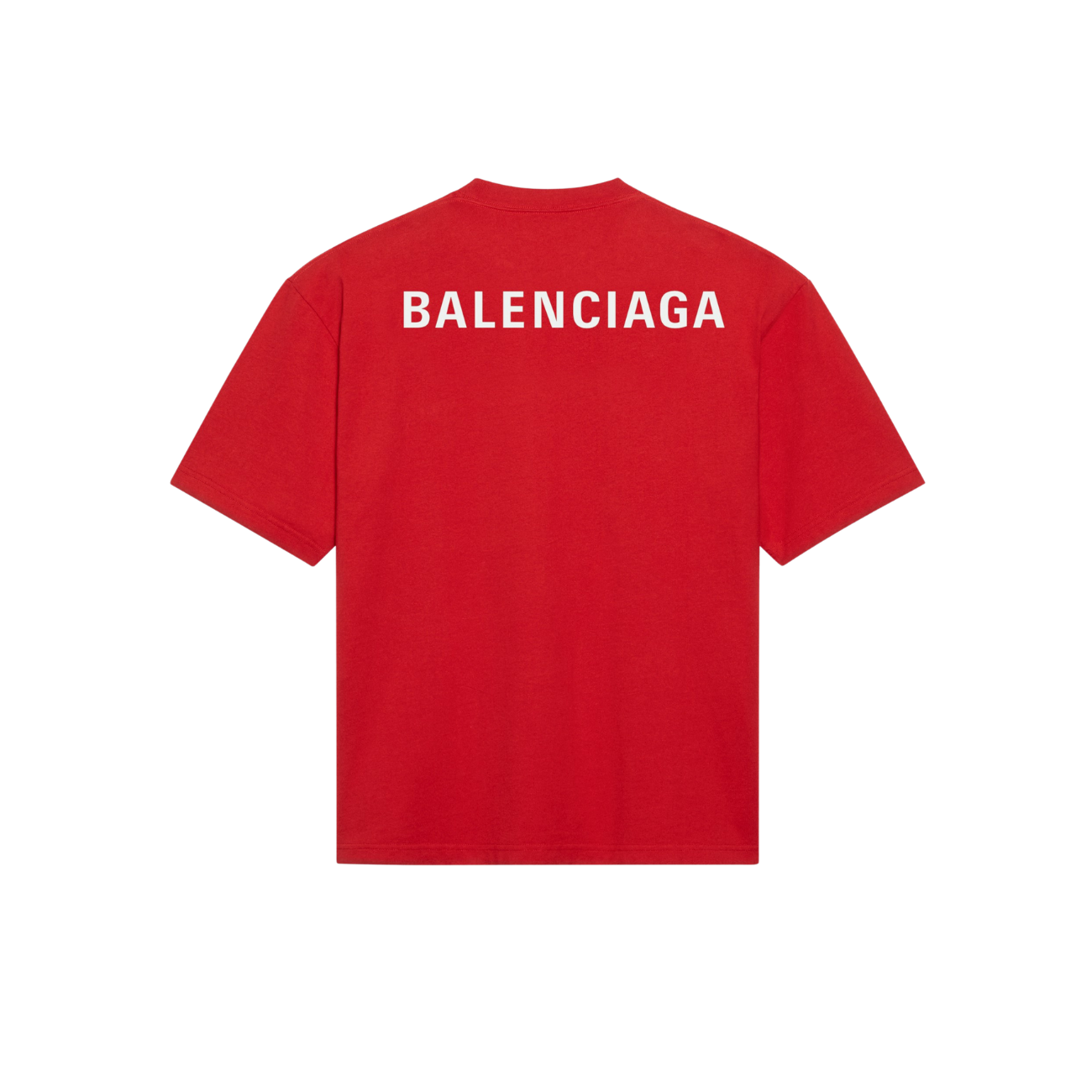 Balenciaga Logo Medium Fit Men's T-Shirt, Red