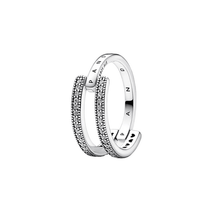 Pandora Signature Logo & Pavé Double Band Ring