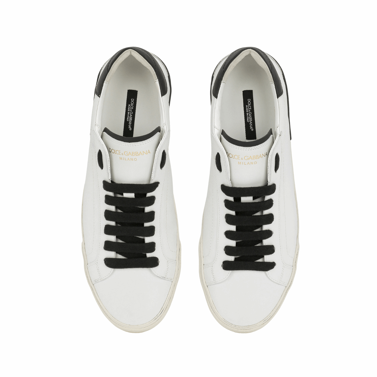 Dolce & Gabbana CS2203AM77989697 Calfskin Portofino Vintage Men's Sneaker, White