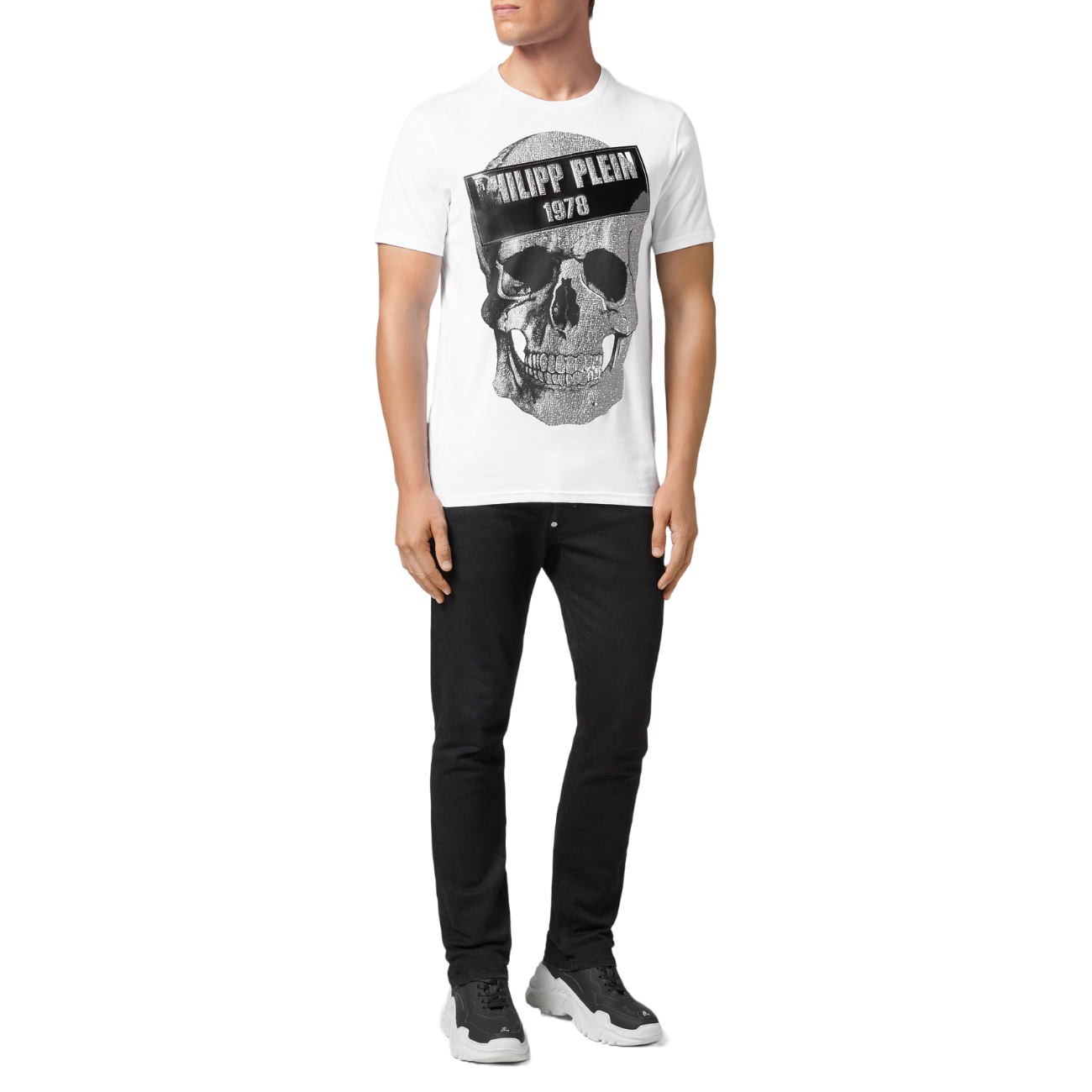 Philipp Plein Platinum Cut Round Neck Skull Men's T-Shirt
