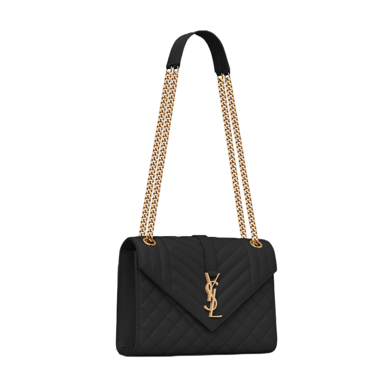 Yves Saint Laurent Envelope Medium Chain Bag in Mix Matelasse Grain De Poudre Embossed Leather Shoulder Bag