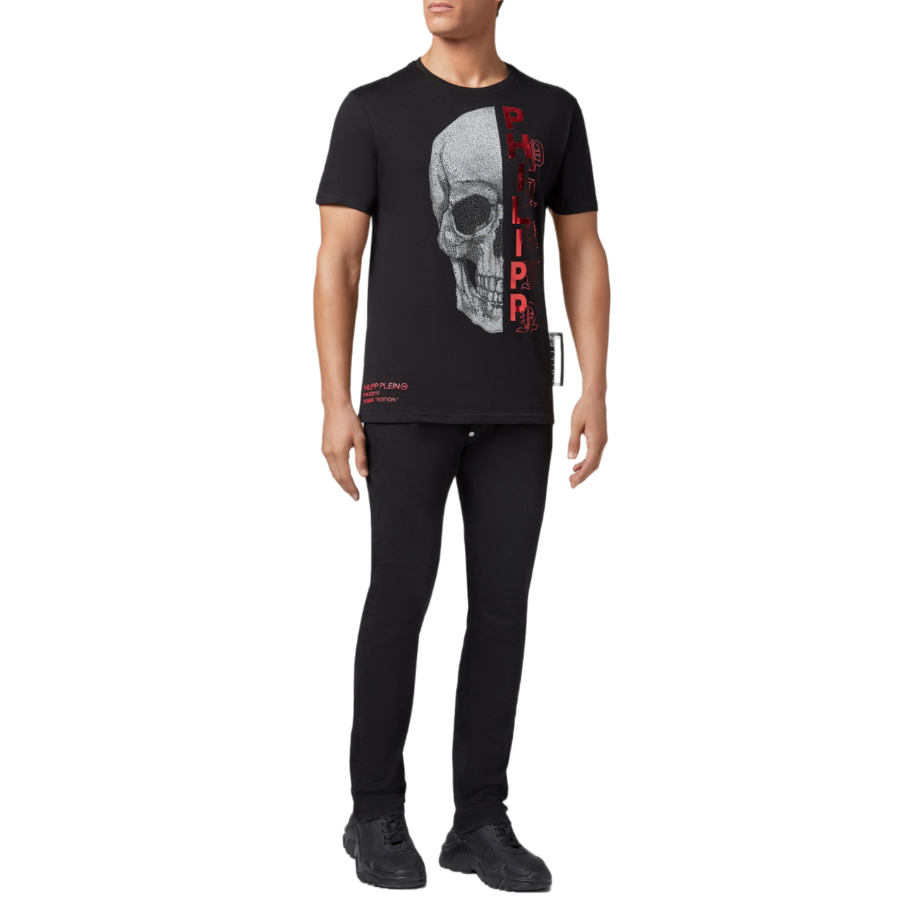 Philipp Plein Platinum Cut Round Neck Gothic Men's T-Shirt
