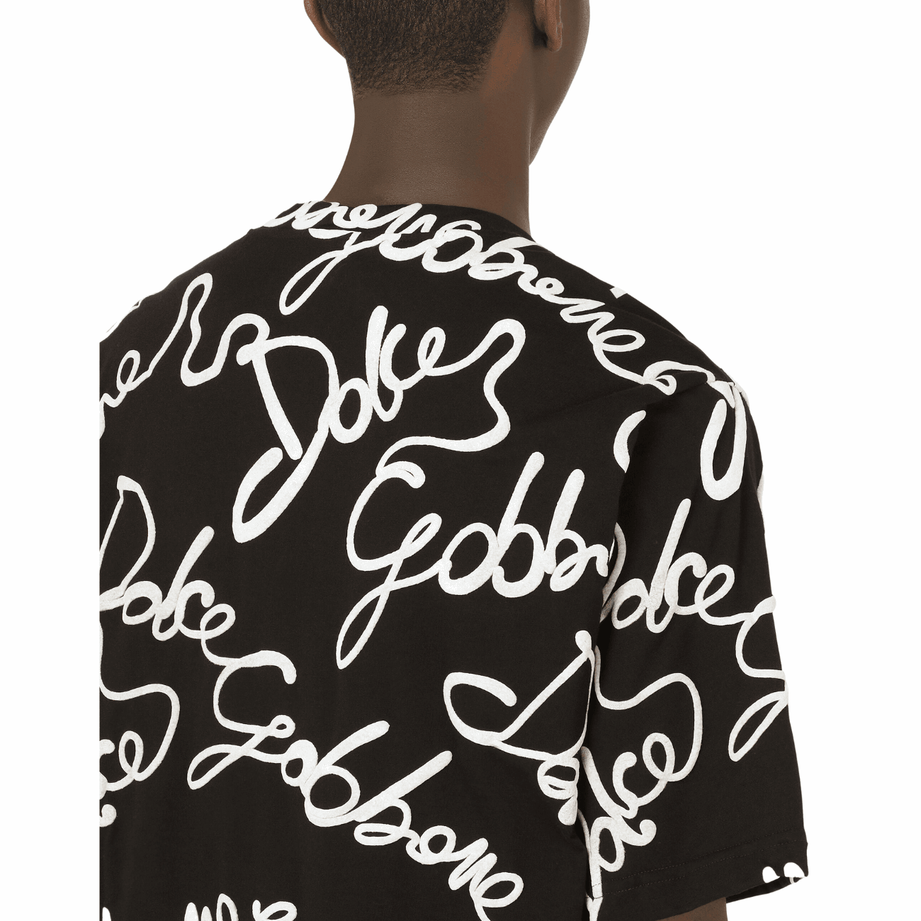 Dolce & Gabbana G8NB7THU7IL HNSNA Rubberized Logo Men's T-Shirt, Black - STYLIAN