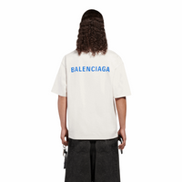 Balenciaga 612966TIVG59055 Logo Medium Fit Men's T-Shirt, Beige