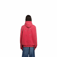 Balenciaga 659403TKVB66295 Destroyed Men's Hoodie, Raspberry