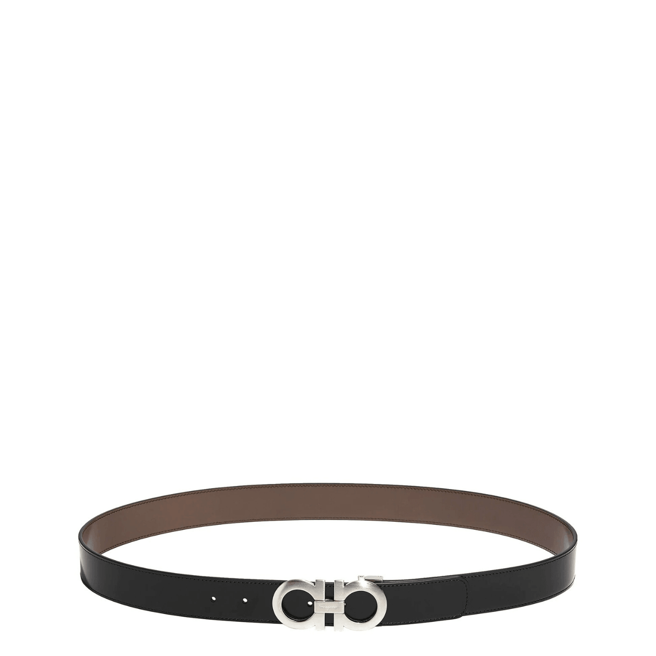 Ferragamo 675542 312615 Adjustable & Reversible Gancini Men's Leather Belt, Black & Dark Brown - STYLIAN